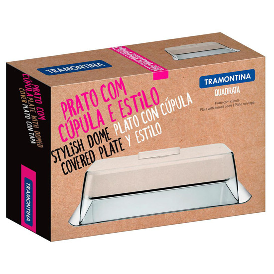 Imagem PRATO AÇO INOX COM CÚPULA QUADRATA