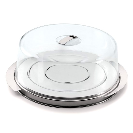 Imagem PRATO PARA BOLO TERRAZAS EM AÇO INOX COM CÚPULA 13X32X32 CM - FORMA UTILIDADES