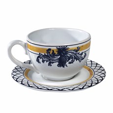 Imagem de CONJUNTO DE XÍCARA DE CHÁ COM PIRES RETO ANANAS - Scalla Ceramica Artistica Ltda Epp