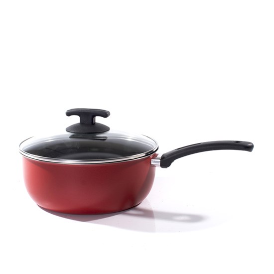 Imagem PANELA COM TAMPA DE VIDRO 22CM "T" VERMELHA