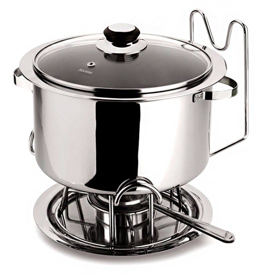 Imagem RECHAUD BANHO MARIA COM BOWL EMBUTIDO EM AÇO INOX COM 6 PEÇAS 8,2L FORMA UTILIDADES