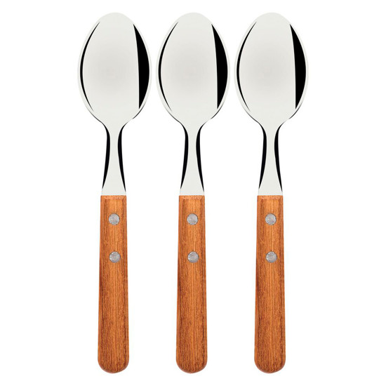 Imagem CONJUNTO DE COLHERES DE MESA DYNAMIC DE AÇO INOX E MADEIRA 3 PEÇAS - TRAMONTINA