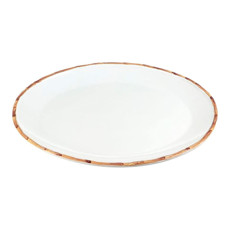Imagem de TRAVESSA OVAL EM CERÂMICA BRANCA E BORDA TEXTURIZADA EM BAMBU - SCALLA CERÂMICA - Scalla Ceramica Artistica Ltda Epp