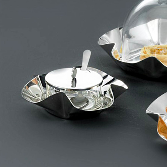 Imagem QUEIJEIRA COM COLHER FIORI EM VIDRO E AÇO INOX 17,5CM RIVA 