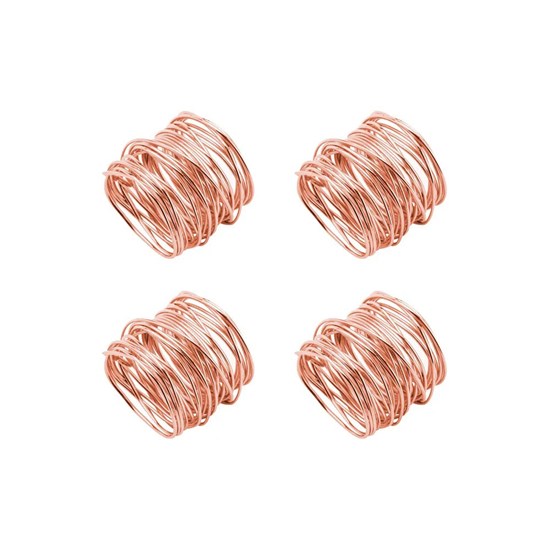 Imagem CONJUNTO 4 ANEIS P/ GUARDANAPO DE AÇO ESPIRAL COBRE 4CM