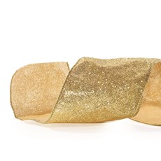 Imagem de FITA NATALINA COR DOURADO COM GLITTER 10CM X 9,14M CROMUS  - Cromus Embalagens Ind. E Com. Ltda
