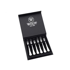 Imagem de CONJUNTO 6 PEÇAS GARFO DE AÇO INOX PARA PETISCO LUGANO WOLFF - Rojemac Impotacao E Exportacao Ltda