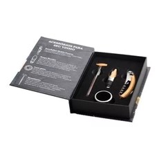 Imagem de CONJUNTO 4 PEÇAS DE AÇO INOX PARA VINHO COM CAIXA - Rojemac Impotacao E Exportacao Ltda