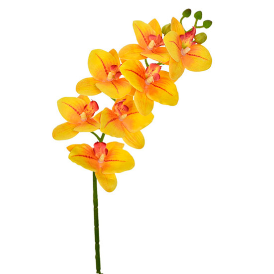 Imagem HASTE DECORATIVA DE ORQUÍDEA AMARELA EM PLÁSTICO MOLDÁVEL 70X13CM - GRILLO
