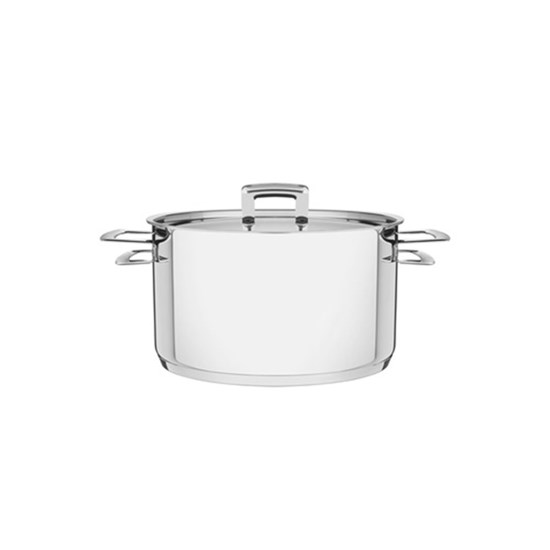 Imagem CAÇAROLA TRAMONTINA BRAVA FUNDA EM AÇO INOX FUNDO TRIPLO COM TAMPA PLANA E ALÇAS 20 CM 3,6 L