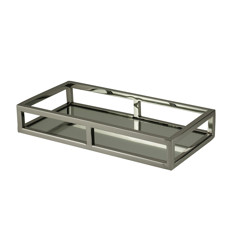 Imagem de BANDEJA RETANGULAR DECORATIVA EM AÇO INOX E FUNDO COM ESPELHO 30X15X5 CM - WOLFF - Rojemac Impotacao E Exportacao Ltda
