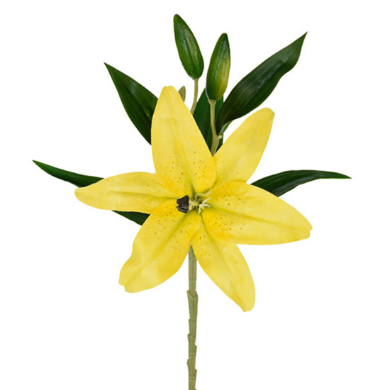 Imagem HASTE DECORATIVA DE LÍRIO SILVESTRE 3D AMARELO EM PLÁSTICO MOLDÁVEL 44X27CM - GRILLO