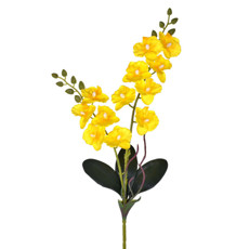 Imagem de HASTE DECORATIVA DE ORQUÍDEA AMARELA COM FOLHAS E RAIZ EM PLÁSTICO MOLDÁVEL - GRILLO - Grillo Ltda