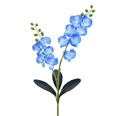 Imagem de HASTE DECORATIVA DE ORQUÍDEA AZUL COM FOLHAS E RAIZ EM PLÁSTICO MOLDÁVEL - GRILLO - Grillo Ltda
