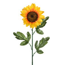Imagem de HASTE DECORATIVA DE GIRASSOL EM PLÁSTICO MOLDÁVEL E FOLHAS EM CETIM 68X12 CM - GRILLO - Grillo Ltda