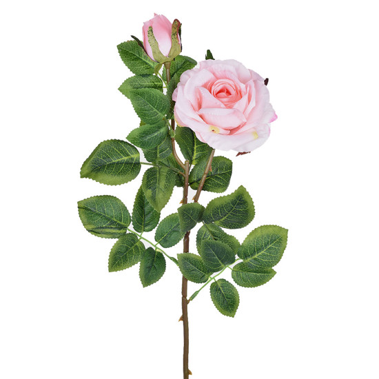 Imagem HASTE DECORATIVA DE ROSA LAVANDA COM UM BOTÃO EM PLÁSTICO MOLDÁVEL 63X15CM - GRILLO