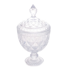Imagem de POTICHE DECORATIVO DIAMOND EM CRISTAL DE CHUMBO COM PÉ 28X15X15 CM - LYOR - Coliseu Presentes Ltda