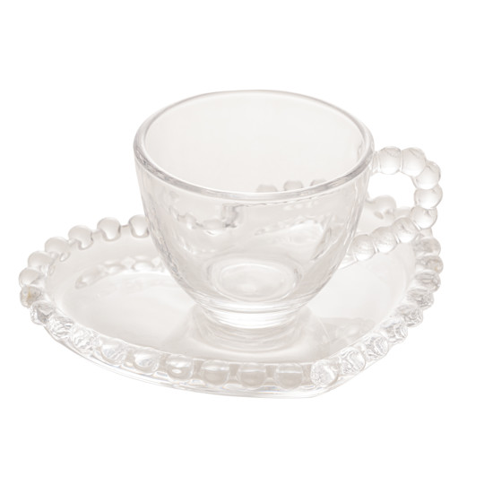 Imagem CONJUNTO 4 XÍCARAS CAFÉ CRISTAL COM PIRES CORAÇÃO PEARL WOLFF 