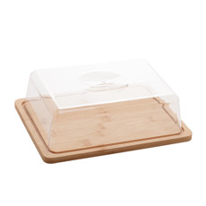 Imagem de PRATO PARA QUEIJO DE BAMBU COM TAMPA DE PLASTICO 24X18 - Coliseu Presentes Ltda
