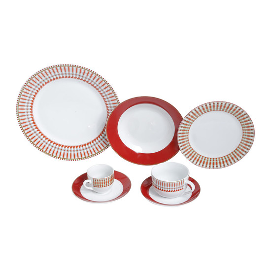 Imagem APARELHO DE JANTAR COLORADO 42 PEÇAS PORCELANA VERMELHO - LYOR
