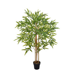 Imagem de PLANTA BAMBU DECORATIVA 4 TRONCOS E FOLHAGEM VERDE EM PLÁSTICO 136X70 CM - GRILLO - Grillo Ltda