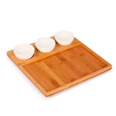 Imagem de GAMELA PETISQUEIRA BAMBU E CERÂMICA 30X30X4,3CM - YOI - Martiplast Sao Paulo Prod Plast Ltda