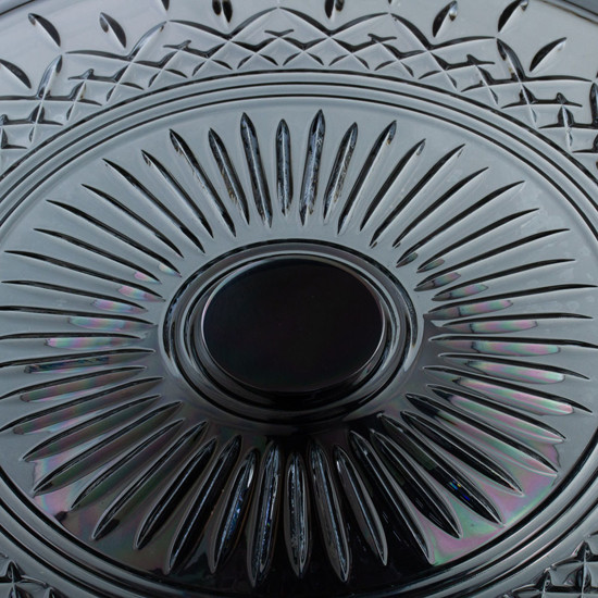 Imagem PRATO PARA BOLO CRISTAL CINZA COM PÉ AÇO LYS BLACK 32CM WOLFF