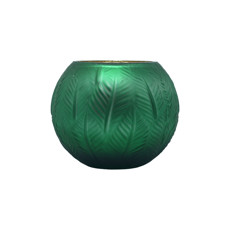 Imagem de VASO DECORATIVO EM VIDRO COM PINTURA INTERNA 20X17CM VERDE E DOURADO 44676 GL HOME  - Grillo Ltda