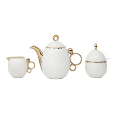Imagem de JOGO DE PORCELANA 3 PEÇAS DE CAFÉ EGG COM AÇUCAREIRO, LEITEIRA E BULE WOLFF - Rojemac Impotacao E Exportacao Ltda