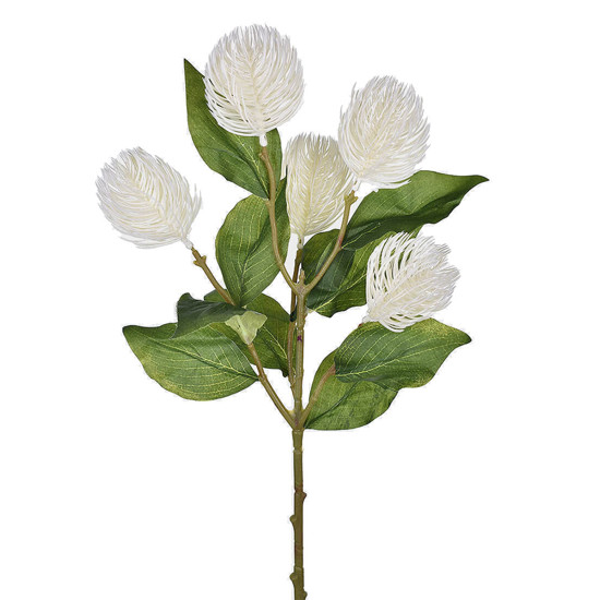 Imagem HASTE DECORATIVA DE ALLIUM  BRANCO COM FOLHAGENS VERDE EM PLÁSTICO MOLDÁVEL - GRILLO