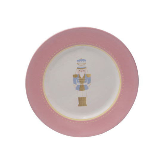 Imagem PRATO PARA SOBREMESA NUTCRACKER 20 CM COR ROSA, BRANCO E AMARELO - CROMUS 