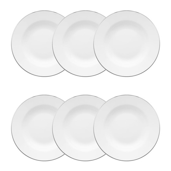Imagem CONJUNTO COM 06 PRATOS FUNDOS 24,5CM COM BORDA PRATEADO MAIL ORDER SILVE - STRAUSS