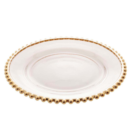 Imagem PRATO EM CRISTAL DE CHUMBO COM BORDA DOURADA PEARL 28CM - WOLFF
