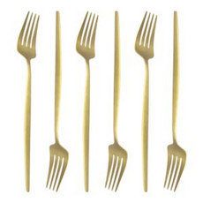 Imagem de CONJUNTO DE GARFOS EM AÇO INOX DOURADO OPERA CHAMPANHE 22CM - LYOR  - Coliseu Presentes Ltda