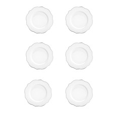 Imagem de CONJUNTO 6 PRATOS RASOS DE  PORCELANA MALDIVAS BRANCO COM FIO PRATEADO - WOLFF - Rojemac Impotacao E Exportacao Ltda