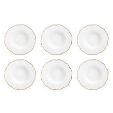 Imagem de CONJUNTO 6 PRATOS FUNDOS DE PORCELANA MALDIVAS BRANCO COM FIO PRATEADO - WOLFF - Rojemac Impotacao E Exportacao Ltda