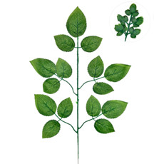 Imagem de HASTE DECORATIVA DE FOLHAS DE ROSEIRA VERDE EM PLÁSTICO MOLDÁVEL 45X21CM - GRILLO - Grillo Ltda