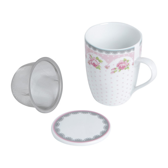 Imagem CANECA TAMPA FILTRO PORCELANA SUPER WHITE ROSÉ LYOR