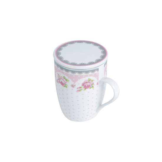 Imagem CANECA TAMPA FILTRO PORCELANA SUPER WHITE ROSÉ LYOR