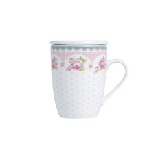 Imagem de CANECA TAMPA FILTRO PORCELANA SUPER WHITE ROSÉ LYOR - Coliseu Presentes Ltda