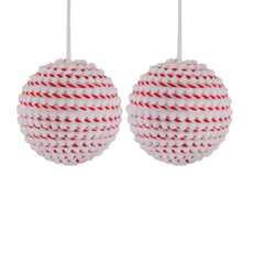 Imagem de JOGO DE BOLAS NATALINAS 2 BOLAS DE 10CM COR VERMELHO E BRANCO GRILLO 52019 - Grillo Ltda