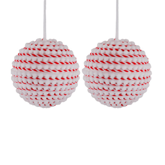 Imagem JOGO DE BOLAS NATALINAS 2 BOLAS DE 10CM COR VERMELHO E BRANCO GRILLO 52019