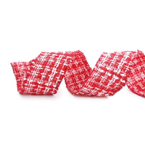 Imagem FITA NATALINA ARAM XADREZ COR VERMELHO E BRANCO 6,3X914CM - CROMUS 