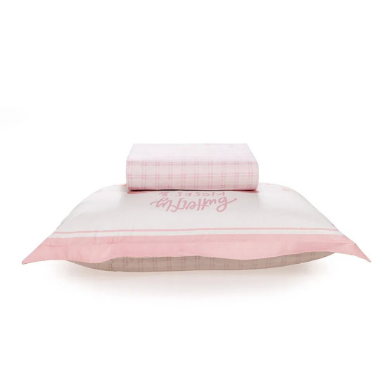 Imagem LENÇOL COM ELÁSTICO SOLTEIRO INFANTIL KARSTEN 180 FIOS 100% ALGODÃO COM FRONHA BORBOLETAS