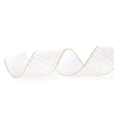 Imagem de FITA NATALINA COM QUADRADOS COR BRANCO E OURADO 6,3X914CM - CROMUS  - Cromus Embalagens Ind. E Com. Ltda