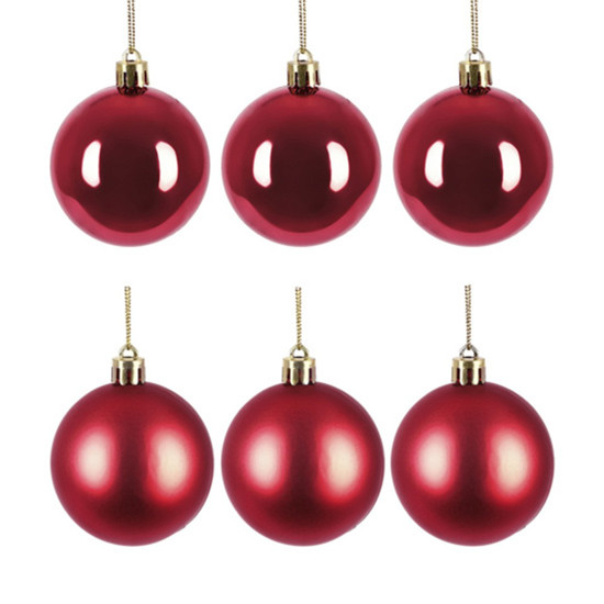 Imagem JOGO DE BOLA NATALINA COR VINHO 6 UNIDADES DE8 CM - GRILLO 52340