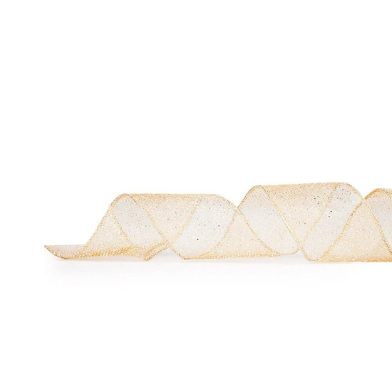 Imagem FITA NATALINA COR DOURADO COM GLITTER 6,3CMX9,14M - CROMUS 