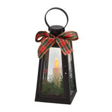 Imagem de LANTERNA NATALINA COM LED MOVIDO A PILHAS COR PRETO 10X10X20CM DE METAL E PLÁSTICO - M2V  - Mabruk Importacao E Comercio Eireli