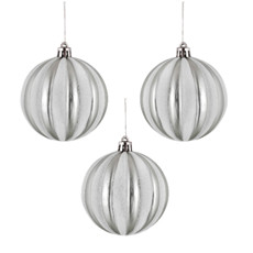 Imagem de JOGO DE BOLAS NATALINA COR CINZA E BRANCO 3 PEÇAS DE 8CM - GRILLO 51985 - Grillo Ltda