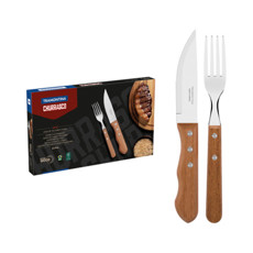 Imagem de JOGO PARA CHURRASCO DYNAMIC EM AÇO INOX E CABO DE MADEIRA NATURAL - TRAMONTINA - Tramontina S A Cutelaria